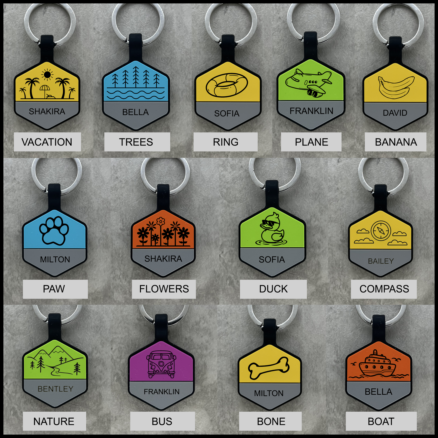Personalized Keychain Tag - Orange Hex